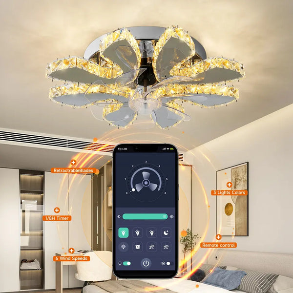 Smart Memory Function 6 Speeds Ceiling Fan With Light