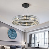 Martha Round Modern Crystal Black Chandelier