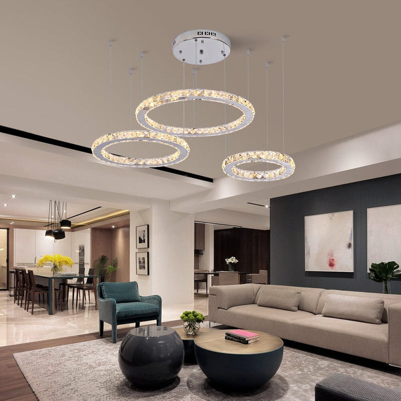 Carter Ring Modern Chrome LED K9 Crystal Chandelier