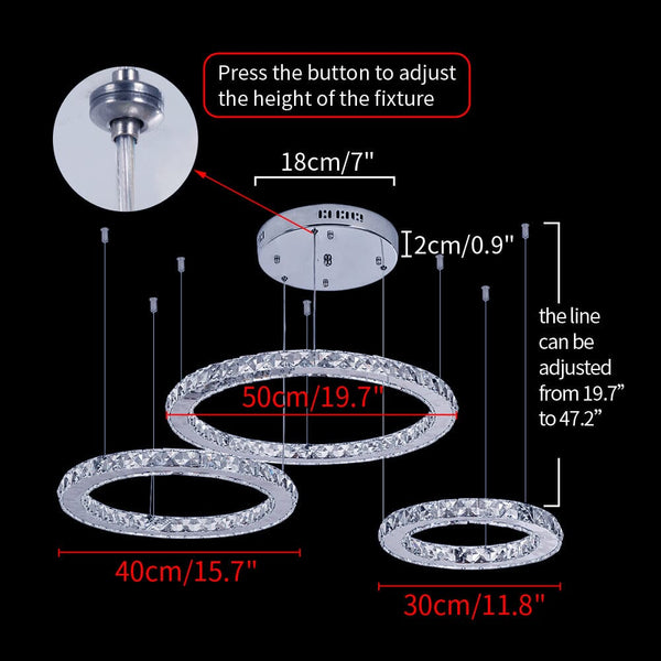 Carter Ring Modern Chrome LED K9 Crystal Chandelier