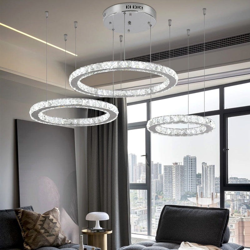 Carter Ring Modern Chrome LED K9 Crystal Chandelier