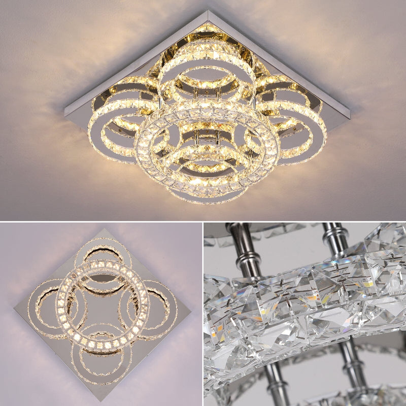 Nina 5 Ring Crystal Control Smart LED Chandelier