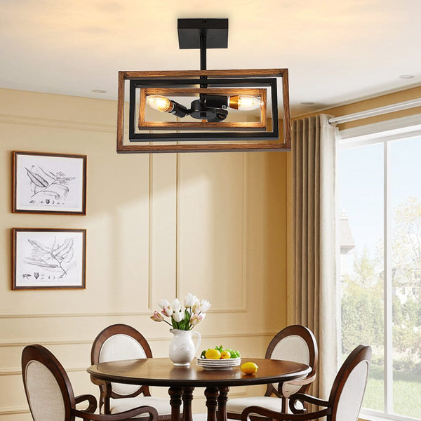 Wooden Retro Indoor Chandelier Lamp