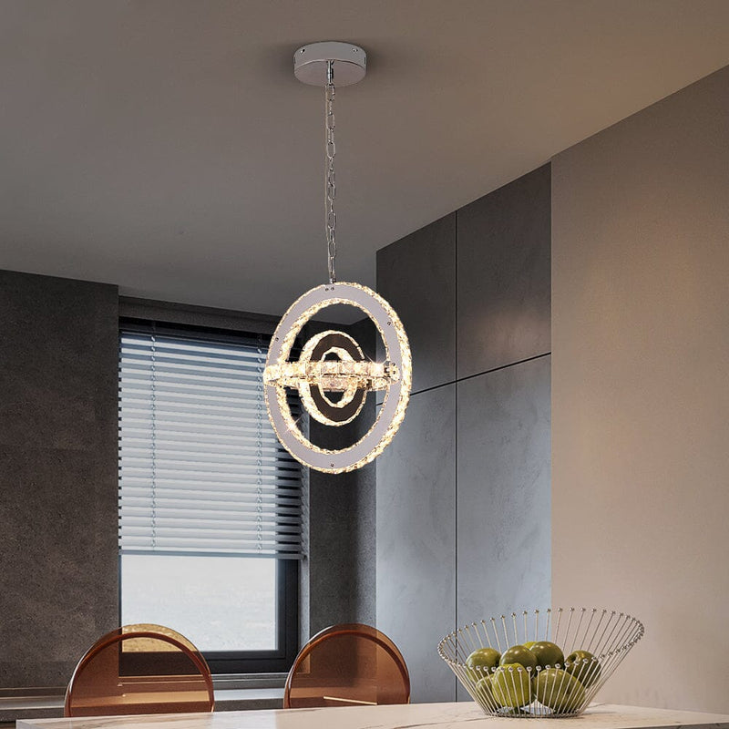 K9 Crystal 3 Ring Rotating LED Ceiling Lamp