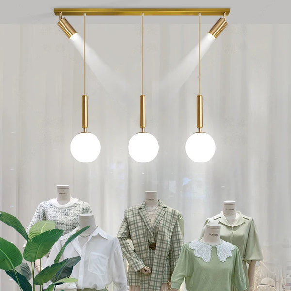 Three Heads With Spotlights LED Glass Pendant Light