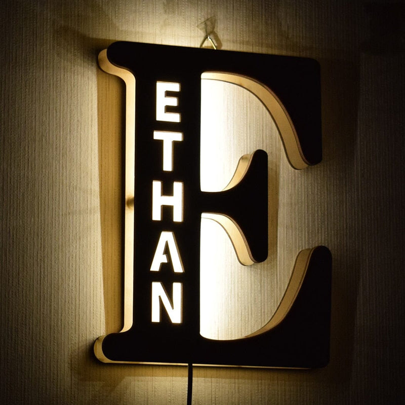 Alphabet Decoration Wood LED Wall Lamp