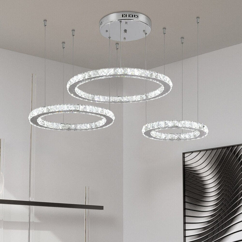 Carter Ring Modern Chrome LED K9 Crystal Chandelier
