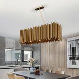 Luxury Brushed Gold Stainless steel Rectangle Chandelier