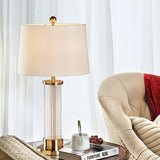 Transparent Glass Rod Cloth Cover Table Lamp