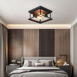 Retro Wrought Iron Square Ceiling Lamp