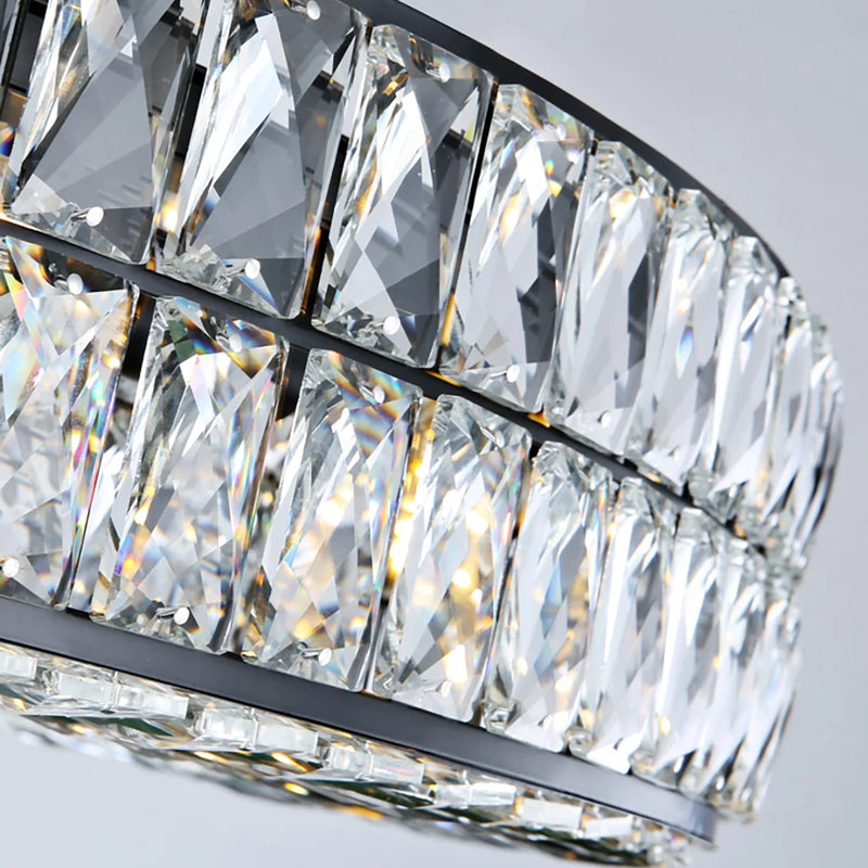 Martha Round Modern Crystal Black Chandelier