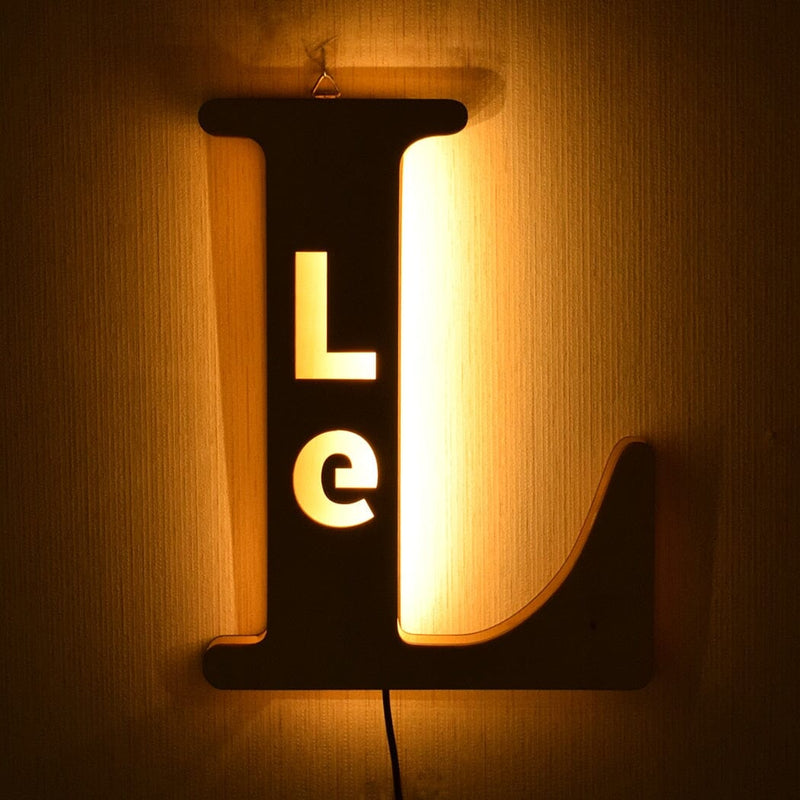 Alphabet Decoration Wood LED Wall Lamp