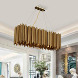 Luxury Brushed Gold Stainless steel Rectangle Chandelier
