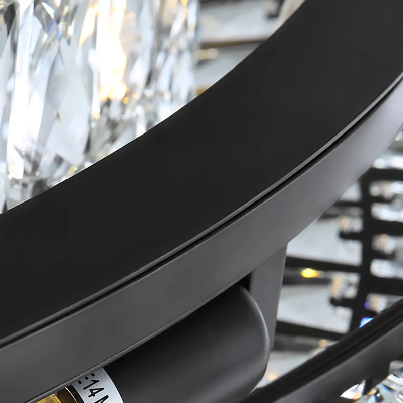 Martha Round Modern Crystal Black Chandelier