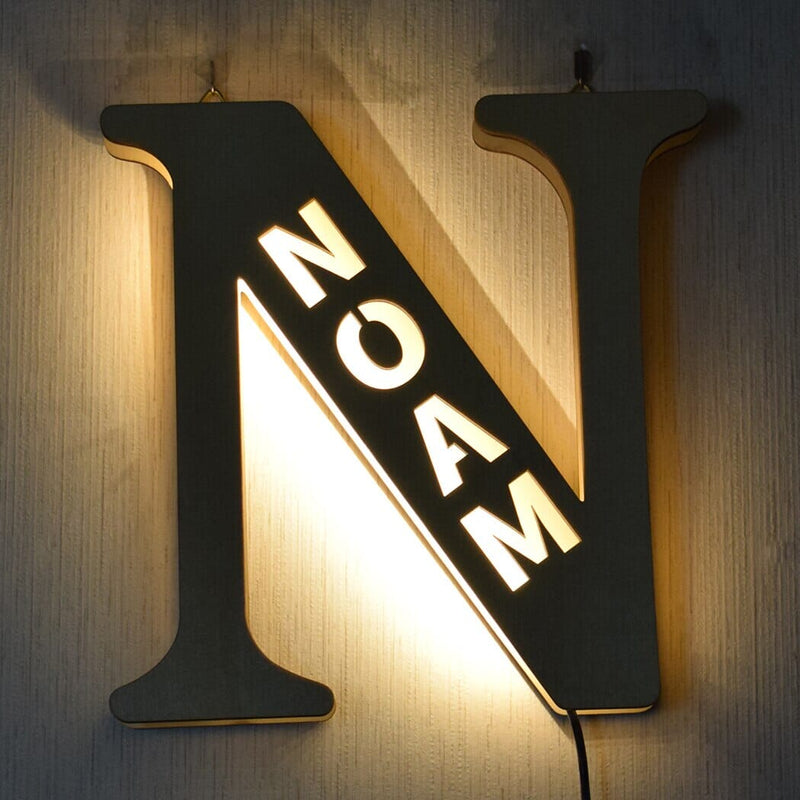 Alphabet Decoration Wood LED Wall Lamp