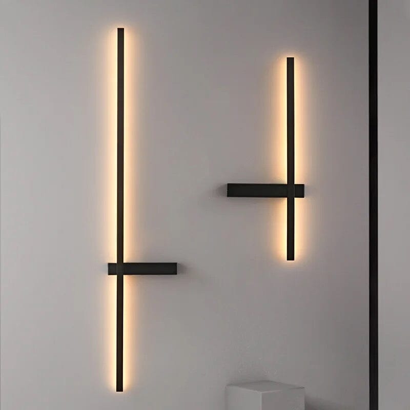 Knightsbridge Modern Black Gold LED Strip Wall Lamps