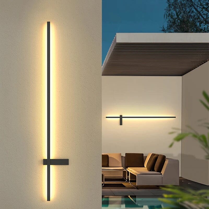 Knightsbridge Modern Black Gold LED Strip Wall Lamps