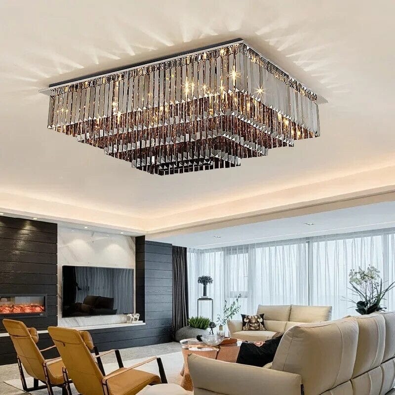 NYRA Modern Square Crystal LED Crystal Ceiling Chandelier