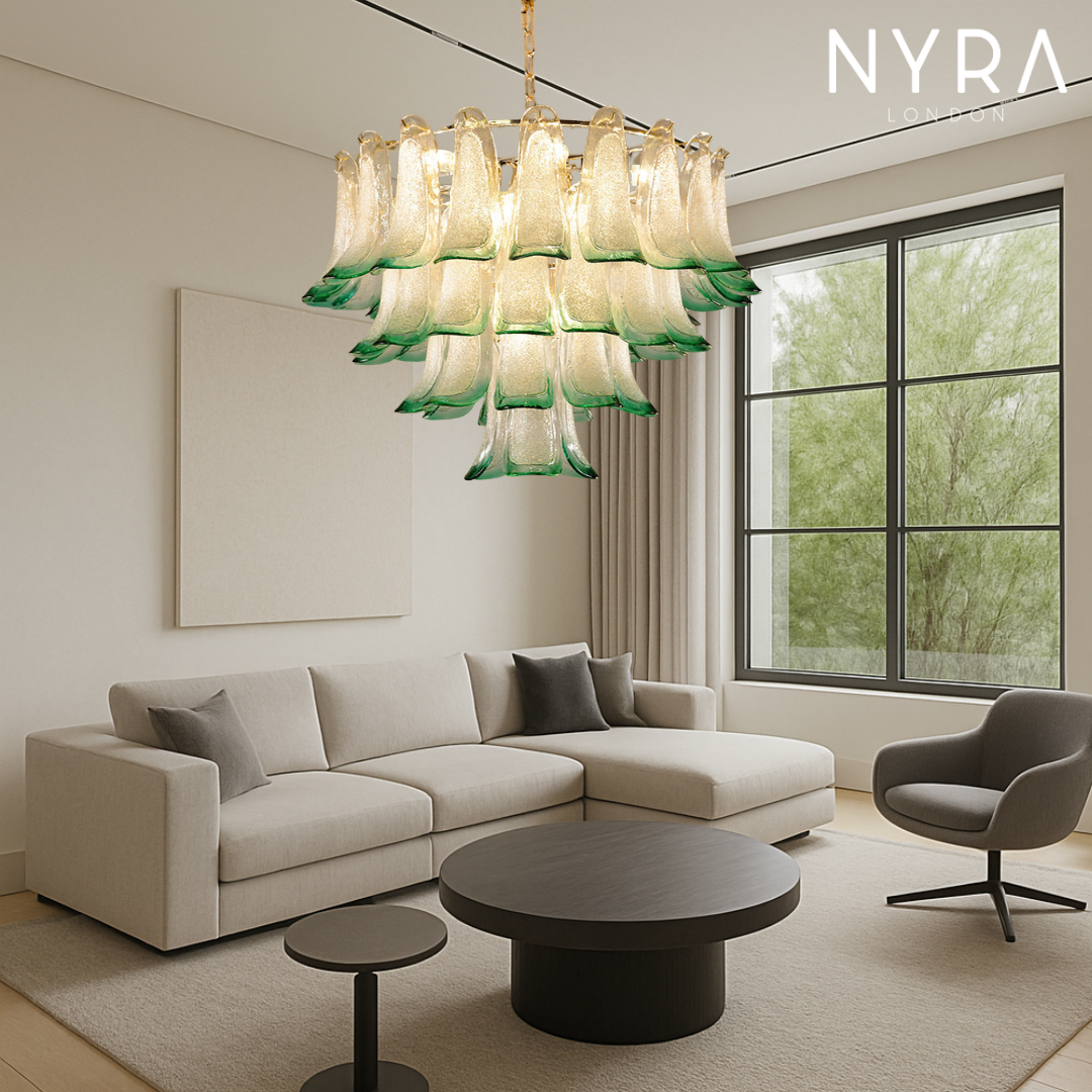 Zealite Green Crystal Leaf Chandelier