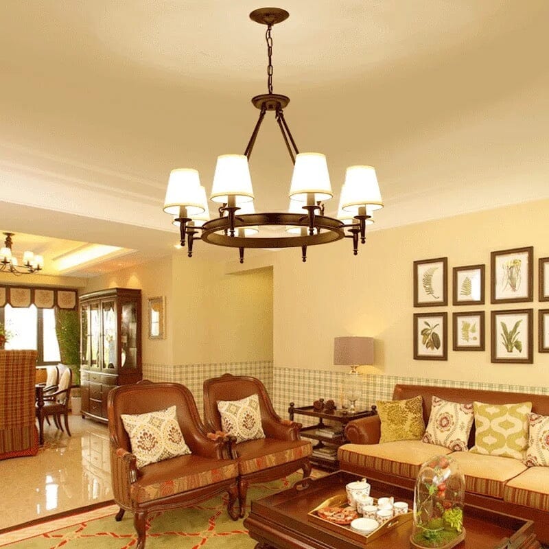 Copper Rustic Linen Multiple Head Chandeliers