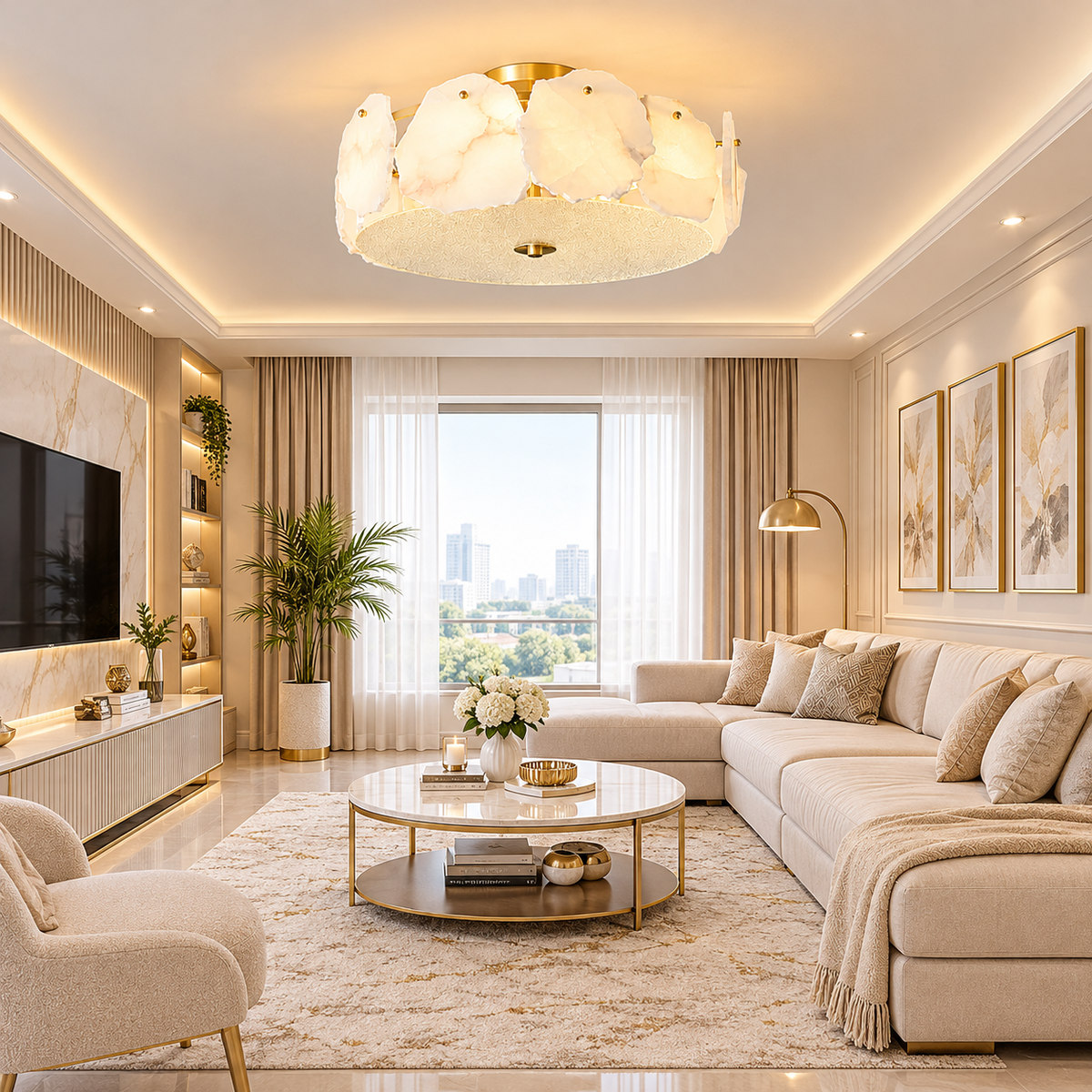 Kira Round Marble Ceiling Lamp