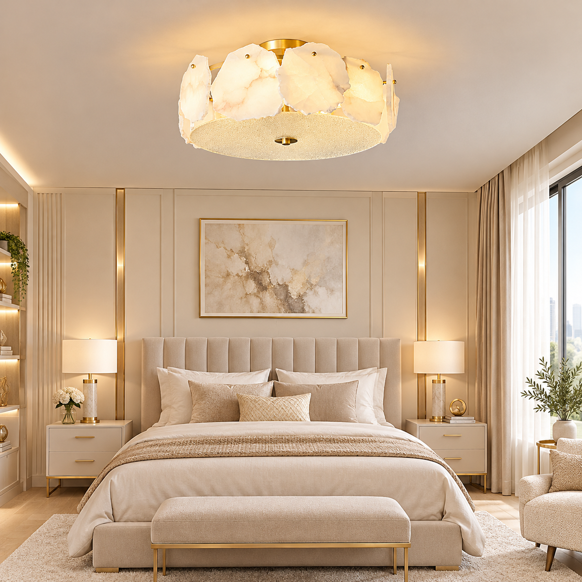 Kira Round Marble Ceiling Lamp