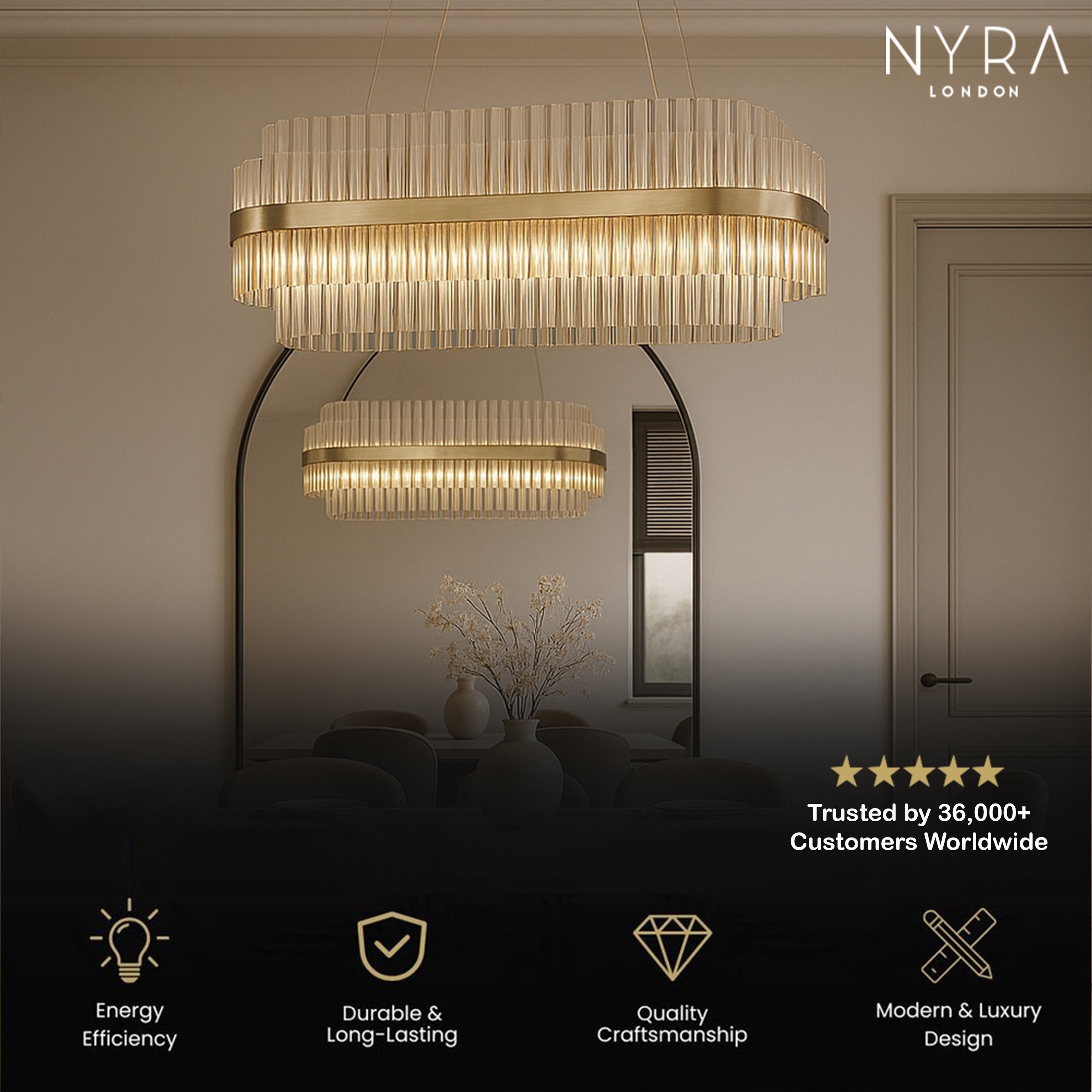 Lurano Rectangular Crystal Chandelier