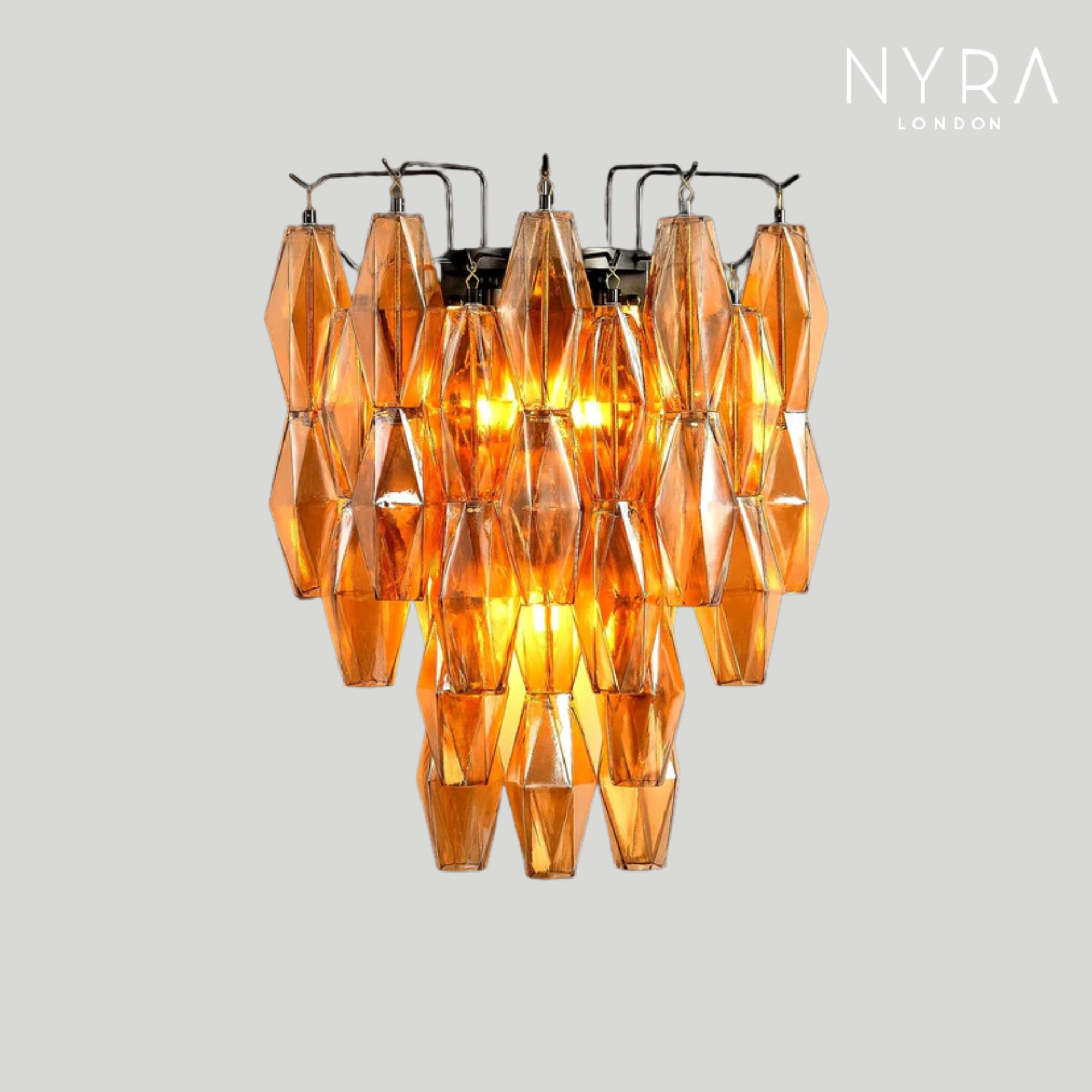 Madelyn Glass Amber Glass Wall Sconce - Black
