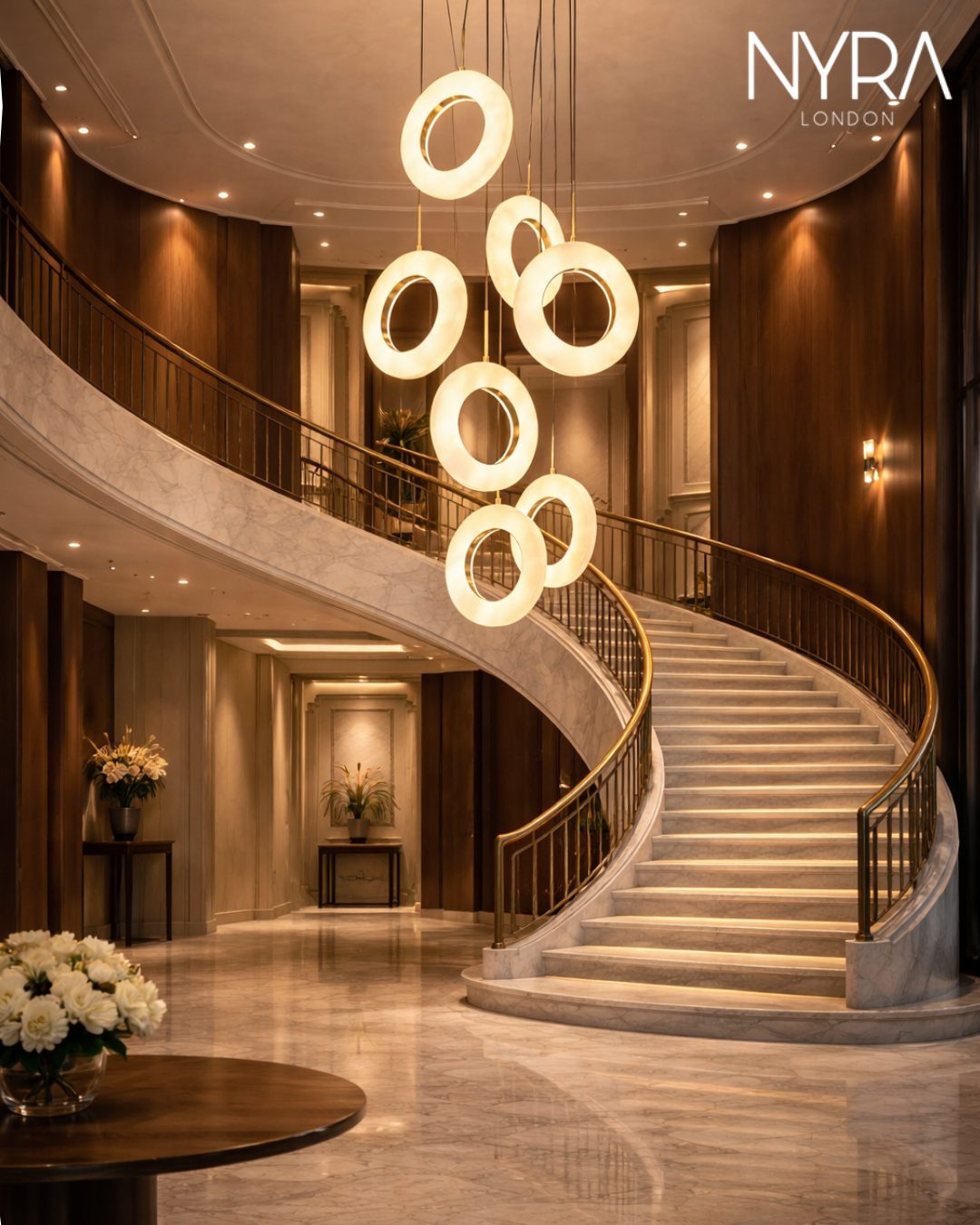 Mirela Marble Staircase Ring Chandelier