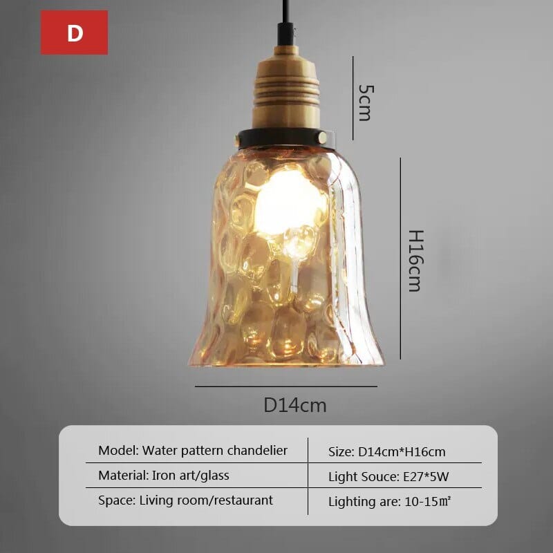 Vintage Amber Glass LED Pendant Light