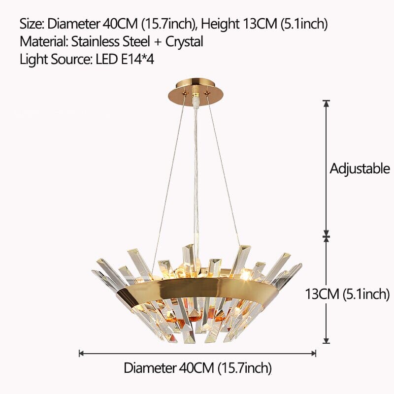 Safia Golden Round Crystal Chandelier