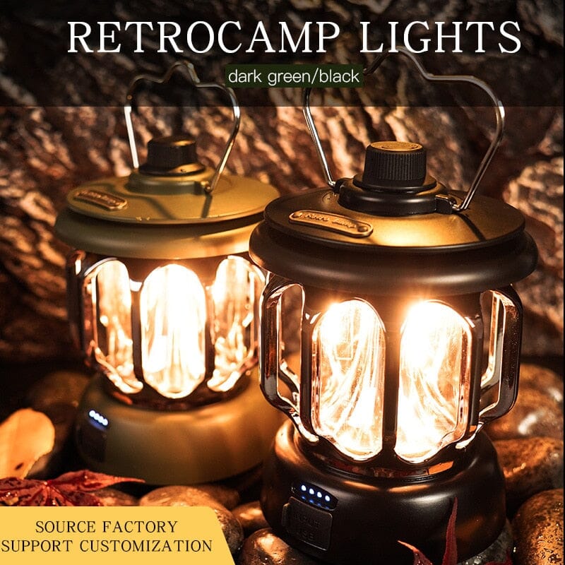 Camping Equipment Hanging Tent Vintage Metal Lanterns Bulb