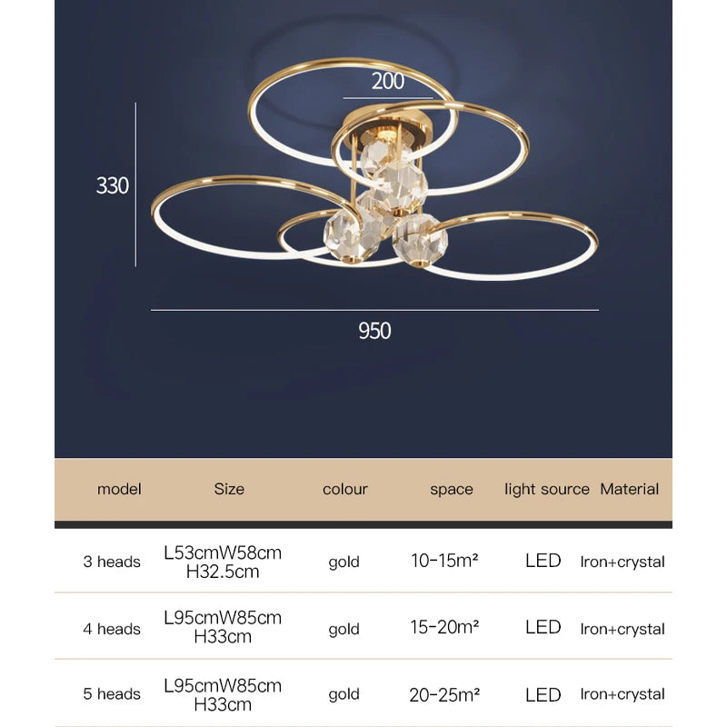 King's Cross Gold Ring Crystal LED Chandelier