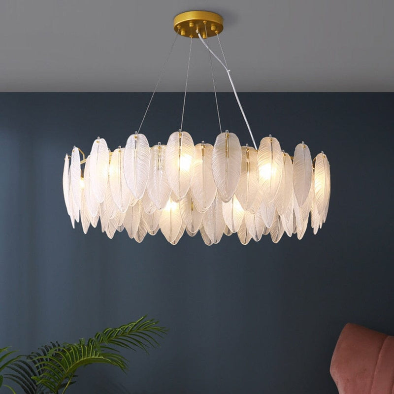 Modern Feather Glass Ceiling Chandelier