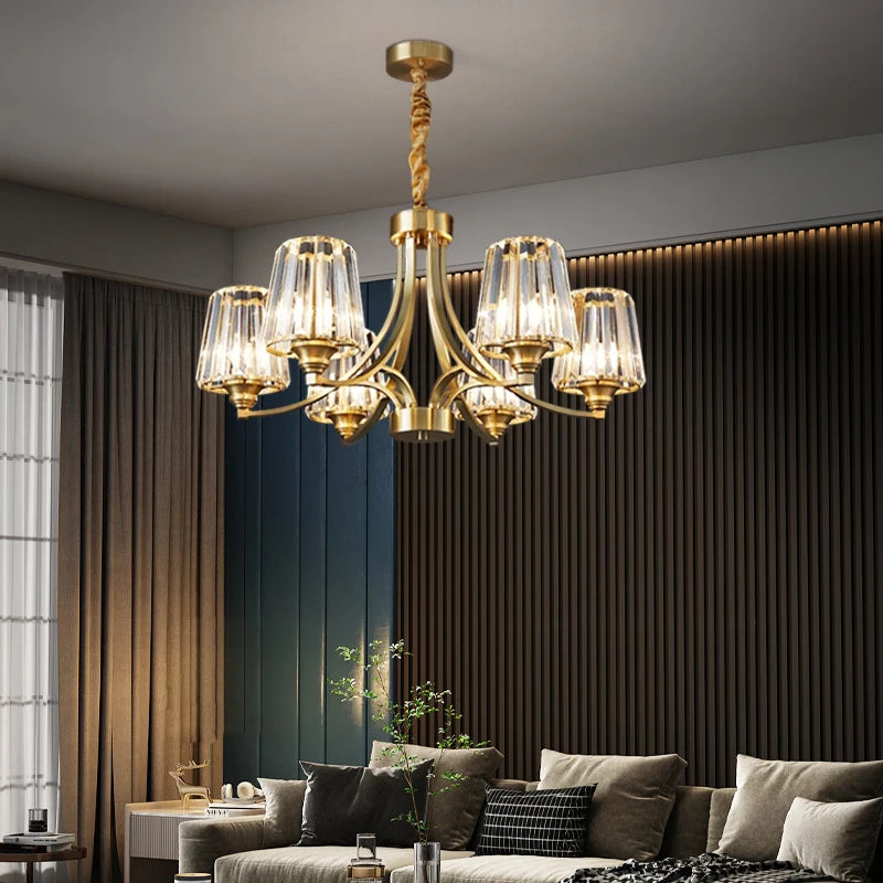 Pall Mall LED Gold Copper Crystal Pendant Light