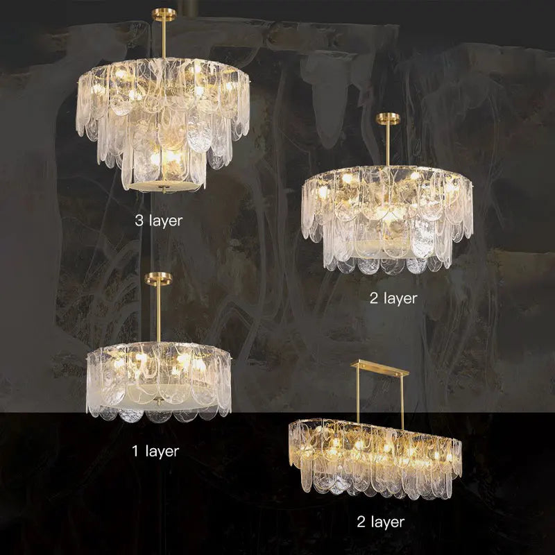 The Strand Gold LED Marble Crystal Glass Chandelier