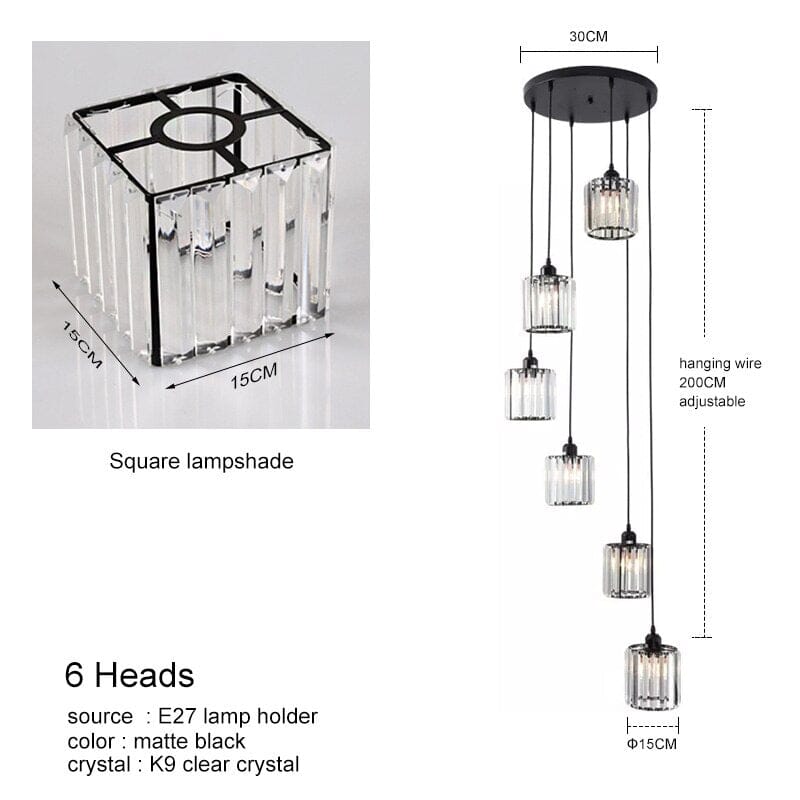 Ava Square Crystal Drop Chandelier