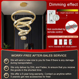 6 Rings Staircase  LED  Gold Crystal Chandelier