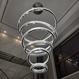 6 Rings Staircase  LED  Gold Crystal Chandelier