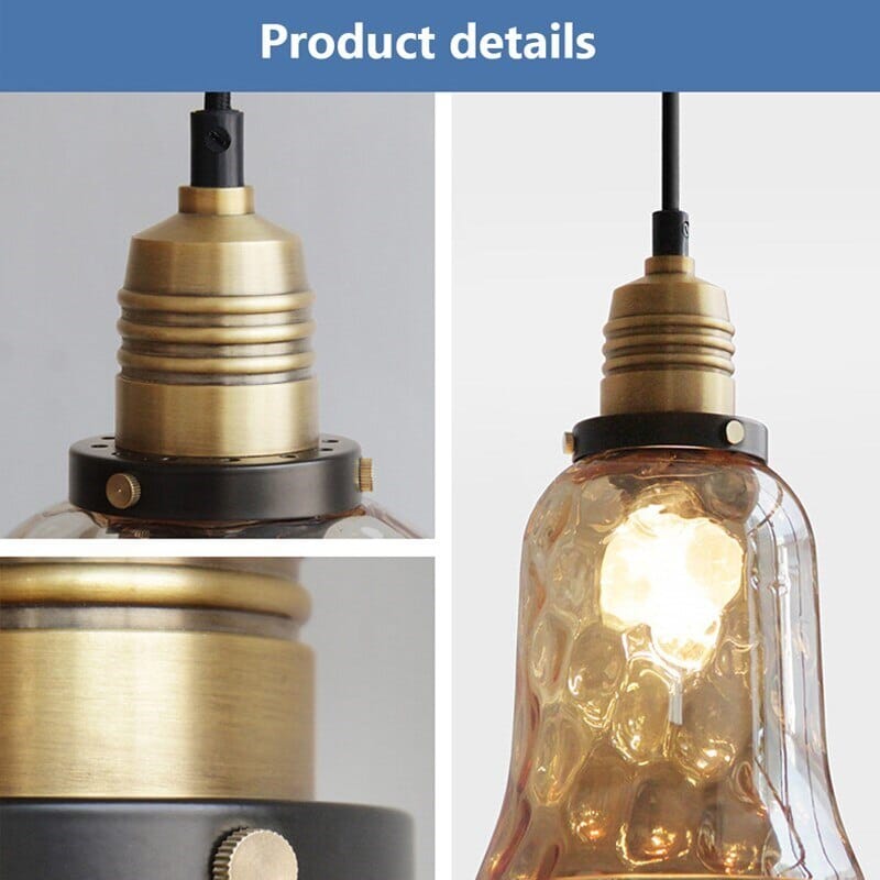 Vintage Amber Glass LED Pendant Light