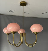 Vintage Retro Pink White Glass Pendant Lamp