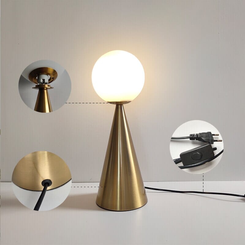 Creative Cone Golden Glass Art Table Lamp