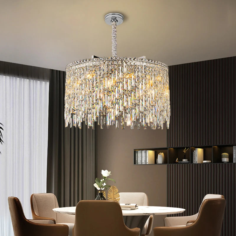 LED Crystal Gold Chrome Hanging Lamp