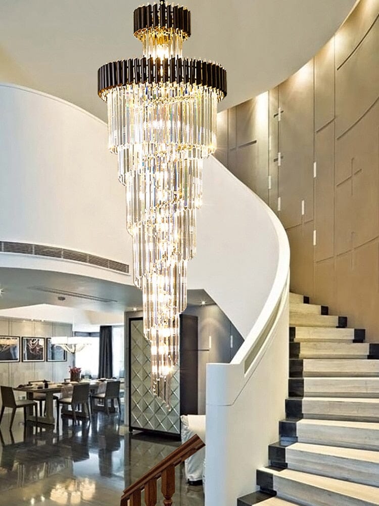 Vancard Modern Duplex Black Crystal Chandelier