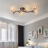 Nordic Glass Ball Tree Branch Ceiling Lamp