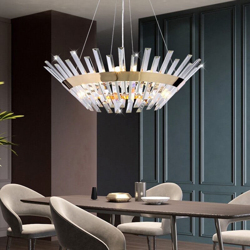 Safia Golden Round Crystal Chandelier