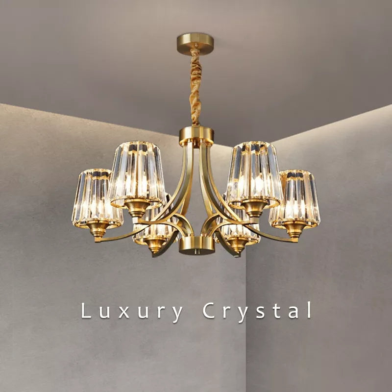 Pall Mall LED Gold Copper Crystal Pendant Light