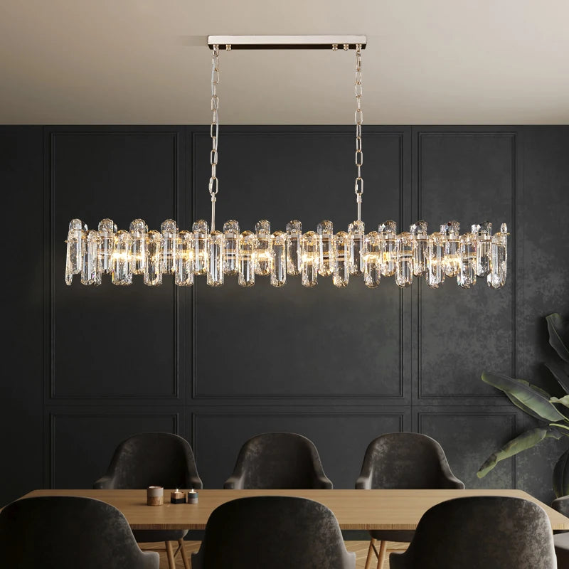 Bertie Rectangle Modern LED Long  Gold Chandelier