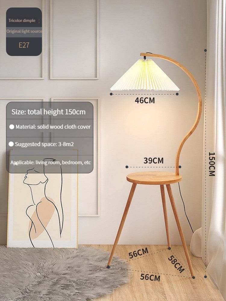 Wooden LED Corner Bedside Floor Lamp