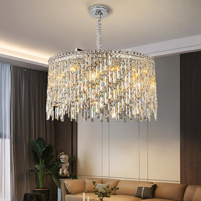 LED Crystal Gold Chrome Hanging Lamp
